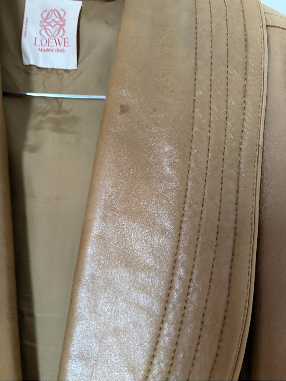Loewe Brown Leather Shawl-Collar Blazer - Picture 5 of 13